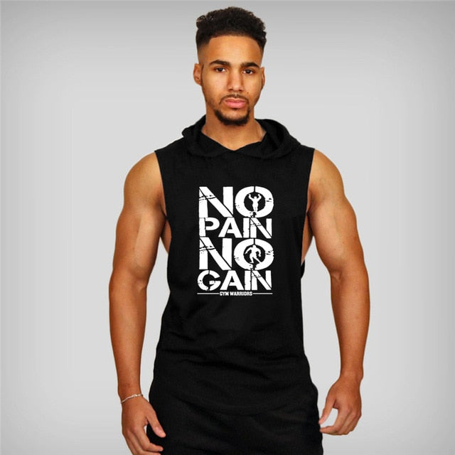 Brand Gyms Clothing Men Bodybuilding Hooded Tank Top Cotton Sleeveless Vest Sweatshirt Fitness Workout Sportswear Tops Male