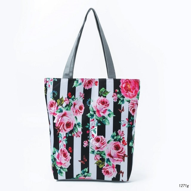 Miyahouse Floral Printed Handbag Women Shoulder Bag Canvas All Seasons Beach Bag, Daily Use Shopping Bag, FREE SHIPPING!