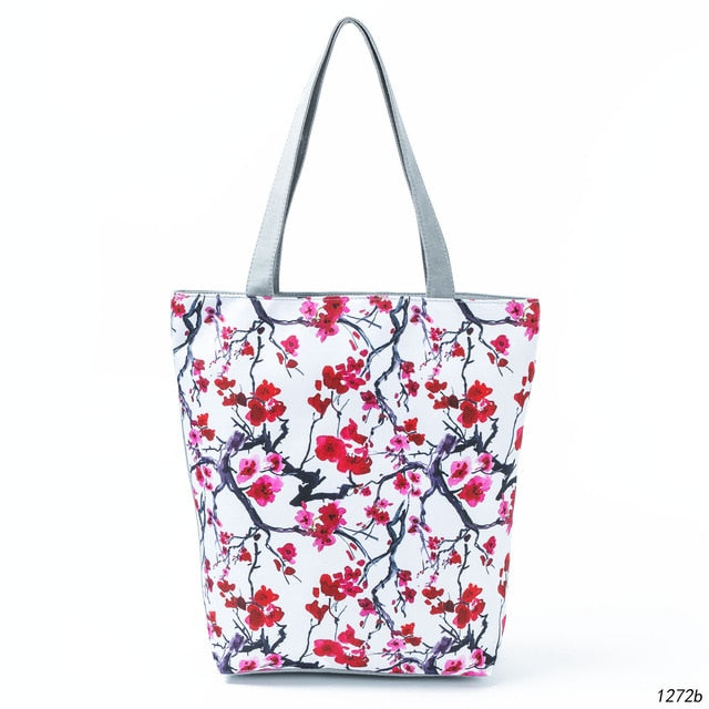 Miyahouse Floral Printed Handbag Women Shoulder Bag Canvas All Seasons Beach Bag, Daily Use Shopping Bag, FREE SHIPPING!