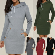 Load image into Gallery viewer, Extra Long Hoodie Plain Hooded Elegant Sweatshirt,  Cord Tunic Hoodies Dress Women Casual Wear, FREE SHIPPING!
