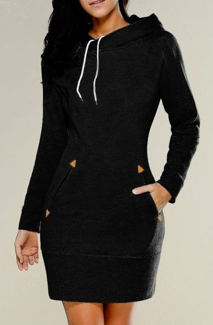 Extra Long Hoodie Plain Hooded Elegant Sweatshirt,  Cord Tunic Hoodies Dress Women Casual Wear, FREE SHIPPING!