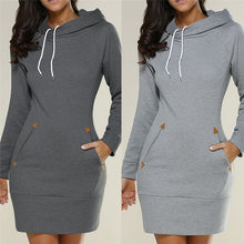 Load image into Gallery viewer, Extra Long Hoodie Plain Hooded Elegant Sweatshirt,  Cord Tunic Hoodies Dress Women Casual Wear, FREE SHIPPING!
