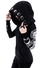 Load image into Gallery viewer, Gothic Punk Women Print Long Sleeve Hoodies Sweatshirts, Casual Zipper Jacket Hooded Tops Winter Black Hoodies. FREE SHIPPING!
