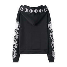 Load image into Gallery viewer, Gothic Punk Women Print Long Sleeve Hoodies Sweatshirts, Casual Zipper Jacket Hooded Tops Winter Black Hoodies. FREE SHIPPING!
