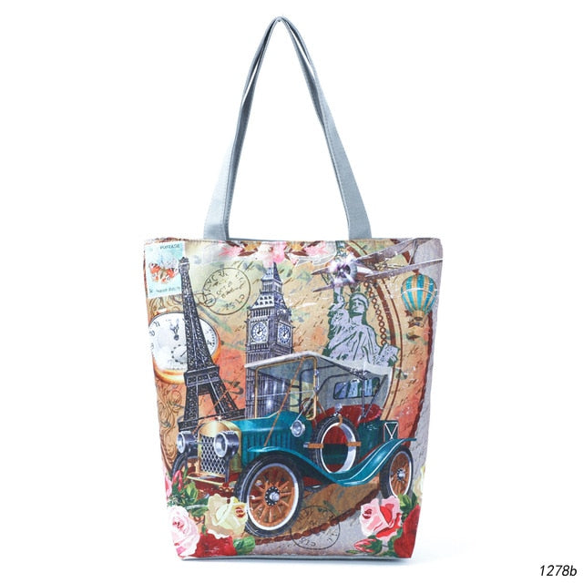 Miyahouse Floral Printed Handbag Women Shoulder Bag Canvas All Seasons Beach Bag, Daily Use Shopping Bag, FREE SHIPPING!