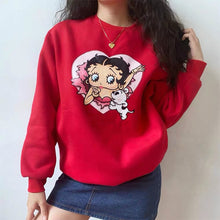 Load image into Gallery viewer, Vintage Cartoon Print Girl&#39;s Pullover Thick Warm Long Sleeve Hoodies Plus Size Loose Women Sweatshirts, FREE SHIPPING!
