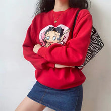 Load image into Gallery viewer, Vintage Cartoon Print Girl&#39;s Pullover Thick Warm Long Sleeve Hoodies Plus Size Loose Women Sweatshirts, FREE SHIPPING!
