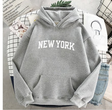 Load image into Gallery viewer, NEW Sweatshirts velvet winter Women&#39;s NEW YORK printing Hooded Female 2020 Cotton Thicken Warm Hoodies Lady Autumn Tops
