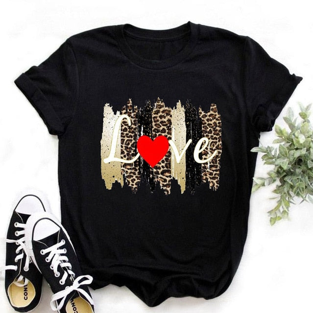 Fashion Shirt Lips Leopard Graphic T Shirt Women Tops Base O-neck, Black Tees Kiss Leopard Lip Funny Girls T-shirt, FREE SHIPPING!