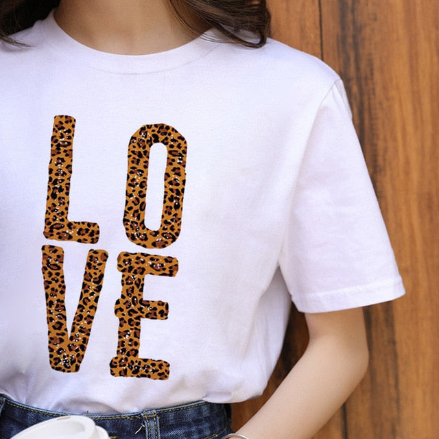 Fashion Shirt Lips Leopard Graphic T Shirt Women Tops Base O-neck, Black Tees Kiss Leopard Lip Funny Girls T-shirt, FREE SHIPPING!