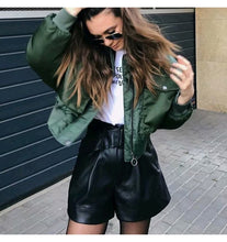 Load image into Gallery viewer, Artsnie Bomber Jacket Women Army Green Warm Zipper Pockets Winter Coat, Female Jacket Parkas, FREE SHIPPING!
