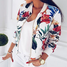 Load image into Gallery viewer, Women Floral Jackets Long Sleeve  Zipper Print Bomber Jacket Casual Pocket Slim Female Fashion Outwears Plus Size, FREE SHIPPING!
