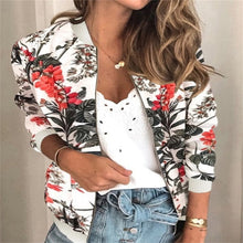 Load image into Gallery viewer, Women Floral Jackets Long Sleeve  Zipper Print Bomber Jacket Casual Pocket Slim Female Fashion Outwears Plus Size, FREE SHIPPING!
