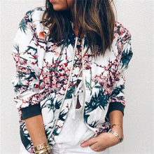 Load image into Gallery viewer, Women Floral Jackets Long Sleeve  Zipper Print Bomber Jacket Casual Pocket Slim Female Fashion Outwears Plus Size, FREE SHIPPING!
