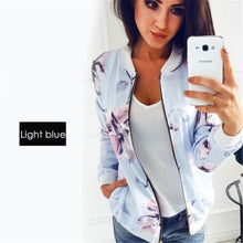 Load image into Gallery viewer, Women Floral Jackets Long Sleeve  Zipper Print Bomber Jacket Casual Pocket Slim Female Fashion Outwears Plus Size, FREE SHIPPING!
