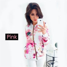 Load image into Gallery viewer, Women Floral Jackets Long Sleeve  Zipper Print Bomber Jacket Casual Pocket Slim Female Fashion Outwears Plus Size, FREE SHIPPING!
