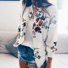 Load image into Gallery viewer, Women Floral Jackets Long Sleeve  Zipper Print Bomber Jacket Casual Pocket Slim Female Fashion Outwears Plus Size, FREE SHIPPING!
