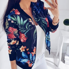 Load image into Gallery viewer, Women Floral Jackets Long Sleeve  Zipper Print Bomber Jacket Casual Pocket Slim Female Fashion Outwears Plus Size, FREE SHIPPING!
