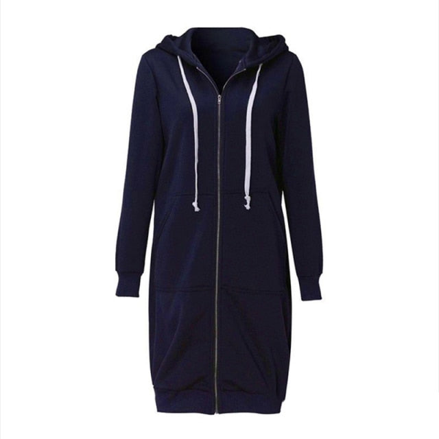 Casual Women Long Hoodies, Sweatshirt Coat Zip Up Outerwear's Hooded Jacket Winter Pockets Outwear Tops, FREE SHIPPING!