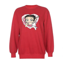 Load image into Gallery viewer, Vintage Cartoon Print Girl&#39;s Pullover Thick Warm Long Sleeve Hoodies Plus Size Loose Women Sweatshirts, FREE SHIPPING!
