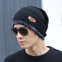 Load image into Gallery viewer, Coral Fleece Scarf Hats Winter Beanie Soft For Men, Black Warm Breathable Wool Knitted Hat Letter Double Layer Cap, FREE SHIPPING!
