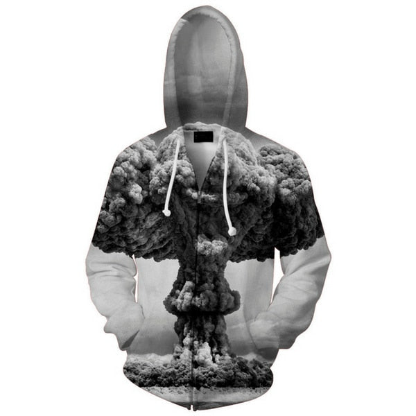 Fashion T-shirt Explosion Mushroom Cloud, 3d Print Casual Hooded Jacket Hoodies Sweatshirts, FREE SHIPPING!