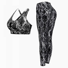 Load image into Gallery viewer, NORMOV Women Bra Set, High Waist Sexy Snakeskin Bronzing Leggings, Peach Hip Push Up Sport Leggings, Elastic Fitness Gym Bra, FREE SHIPPING!
